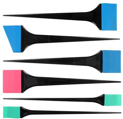Beaupretty Cepillo Aplicador para Teñir el Cabello de Silicona, Kit de 6 Piezas Negro, Resistente y Fácil de Limpiar, Adecuado para Uso en Salón y Hogar, Pinceles Profesionales para Tinte