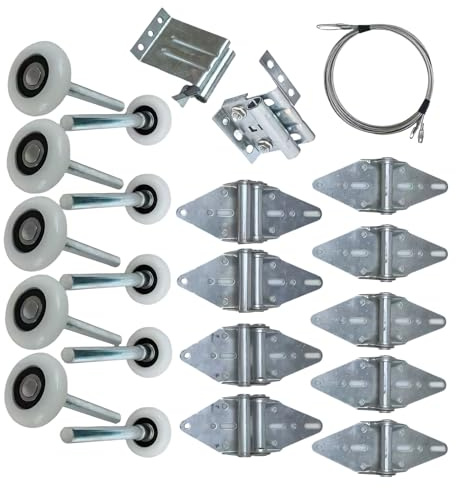 Pacchetto completo di riparazione della porta del garage con cerniere in lega di metallo e accessori antiruggine per una lunga durata Set completo di manutenzione del garage