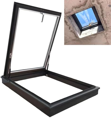 Specialdesignat isolerat glastakfönster, taklucka med manuell ventilation, aluminiumlegering + glas, självblindrande design, 50x80cm (19,7x31,5in), idealisk för hemmabruk och kommersiellt br