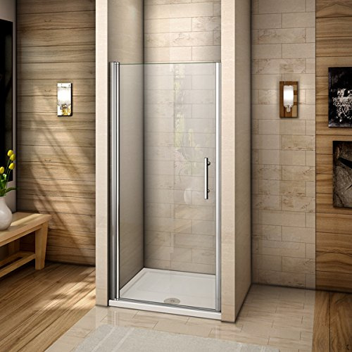 Porte de douche 76x195cm Porte pivotante en niche verre anticalcaire