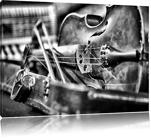 Pixxprint Monocrome, Alte Violine, Größe: 120x80cm, Leinwandbild, fertig gespannt, Wandbild, Dekoration, Kunstdruck, kein Poster