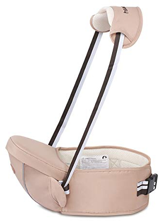 SONARIN Multifunktionaler Hipseat Baby Carrier Babytrage,Freie Größe,Kleinkind-Hüft-Sitzträger,Vorderer Träger-Gurt,4 tragende Positionen(Hellbraun)
