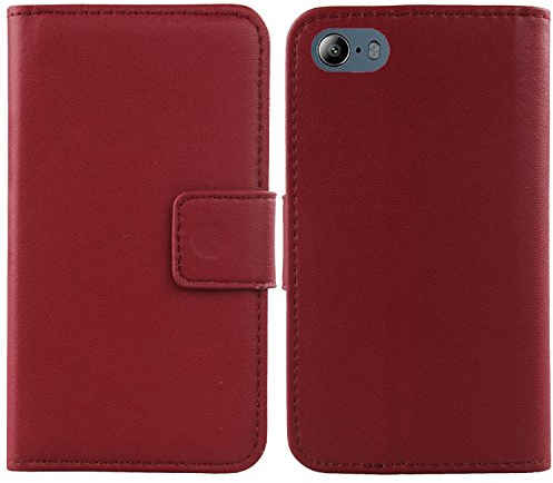 Gukas Design Echt Leder Tasche Für Maze Blade 4G Phablet 5.5 Hülle Lederhülle Handyhülle Handy Flip Brieftasche mit Kartenfächer Schutz Protektiv Genuine Premium Case Cover Etui Skin (Dark Rot)