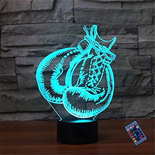Creativo 3D Guantes de Boxeo Luz de Noche 16 Colores que Cambian Control Remoto USB Poder Touch Switch Ilusión óptica Decor Lámpara LED Mesa Lámpara Niños Juguetes Cumpleaños Navidad Regalo