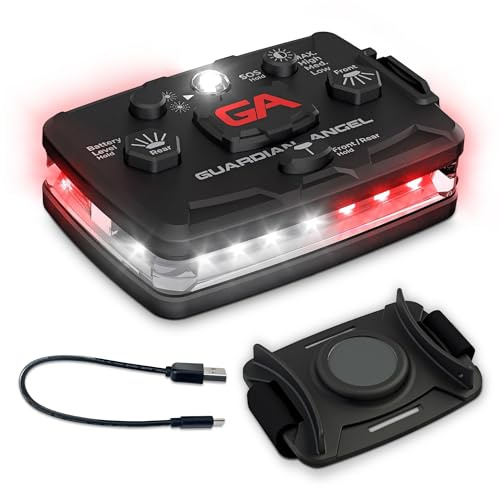 Guardian Angel Elite Series Safety Light, Beacon Device (White/Red Front & White/Red Rear) Rechargeable, Magnetic, Hands-Free Wearable & Mountable LED Light for First Responders, EMS, & Firefighters