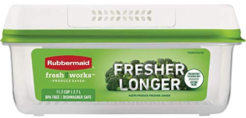 Rubbermaid FreshWorks Saver, Large Short Produce Storage Container, 11.3-Cup