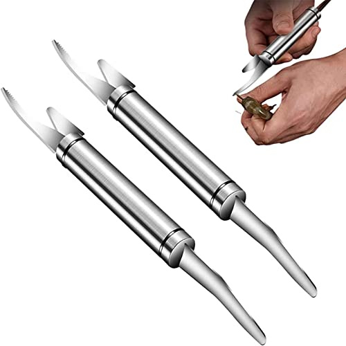 Lecerrot Nouveau Couteau À Poisson Multifonctionnel 5 en 1 pour Crevettes, Éplucheur Crevettes en Acier Inoxydable, avec Poignée Ergonomique Antidérapante, Couteau À Poisson pour La Cuisine