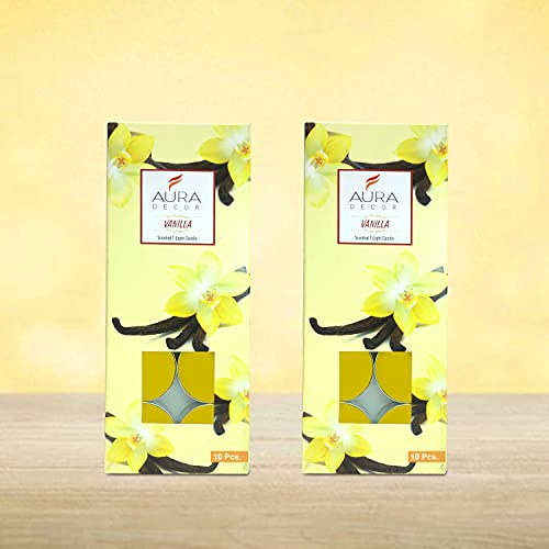 AuraDecor Velas de candelita perfumadas, cera pura 20 piezas (vainilla)