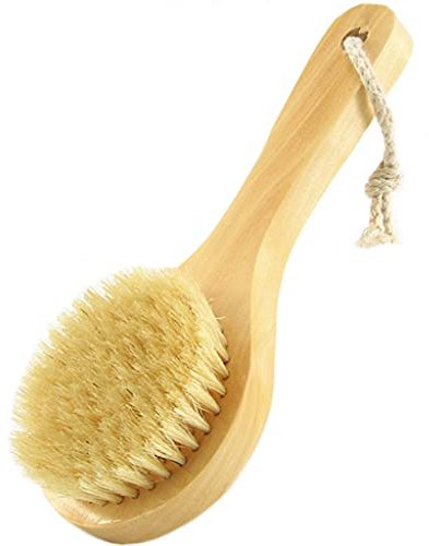 DXIUMZHP Bath Brush for Body Körperbürste Mit Kurzem Stiel Aus Massivem Holz Mit Rundem Kopf, Naturborstenhaar Sanfte Und Nicht Reizende Körperwäsche, Rutschfester Griff