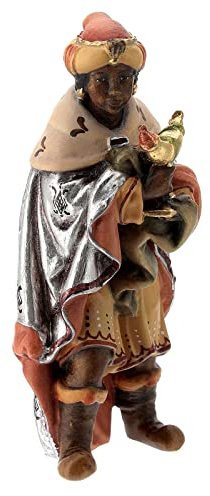 Holyart Heiliger König Holzfigur für Matteo-Krippe Grödnertal, 12 cm