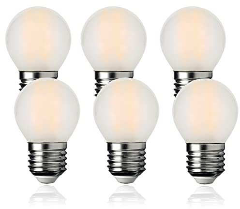 FEILEMAN Lampadina LED E27, luce bianca calda, 6 W, 60 Watt, 3000 K, E27, opaca, G45, mini globo, dimmerabile, confezione da 6