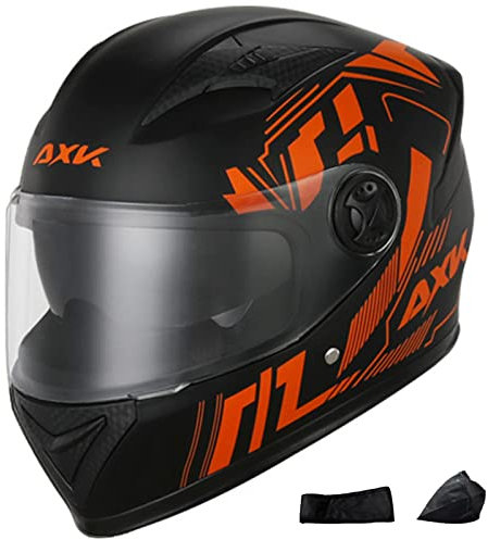 Motorrad-Integralhelme Erwachsene Männer Frauen Paarhelme Jugend Street Bike Motocross DOT/ECE-Helmzertifizierung Geeignet für alle Jahreszeiten + Warmer Schal,4 orange,One Size