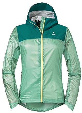 Schöffel Damen Hybrid Jkt Flow Trail L, extrem leichte, atmungsaktive MTB Jacke, wasserabweisende Fahrradjacke mit vorgeformten Ellbogen, matcha mint, 40