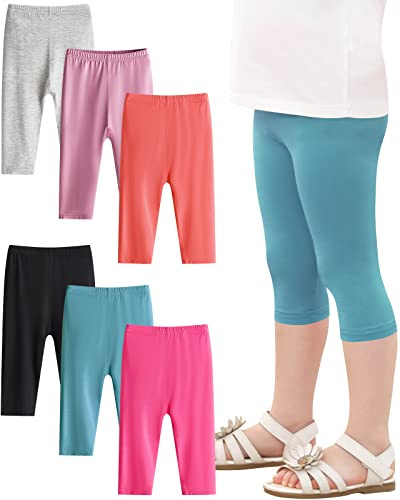 Adorel Leggings Court 3/4 Capri Été Pantalon Fille Lot de 6
