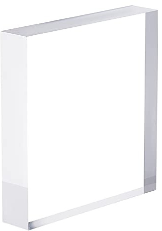 CREATCABIN Square Clear Polished Acrylic Display Base Transparent Cube Pedestal Jewelry Ring Display Stands Photography Props Background for Showing Collectibles Jewelry Cosmetics Garage Kit 3.15 Inch