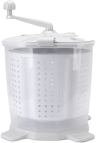 Tragbare Manuelle Waschmaschine, Manuelle Wäschetrockner-Entwässerung, Handkurbel-Waschmaschine für Schlafsaal, Apartment, Wohnmobil, Füße mit Saugfuß und Platzeinsparung (Nordic Grey)