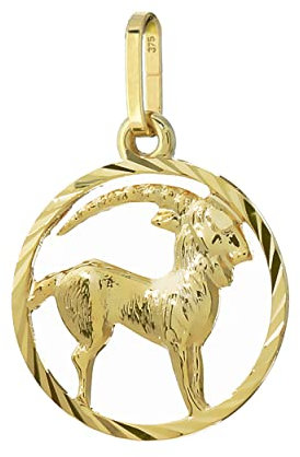NKlaus Kettenanhänger Steinbock Sternzeichen 375 Gelbgold 9 Karat 15mm Horoskop Zodiak 13339