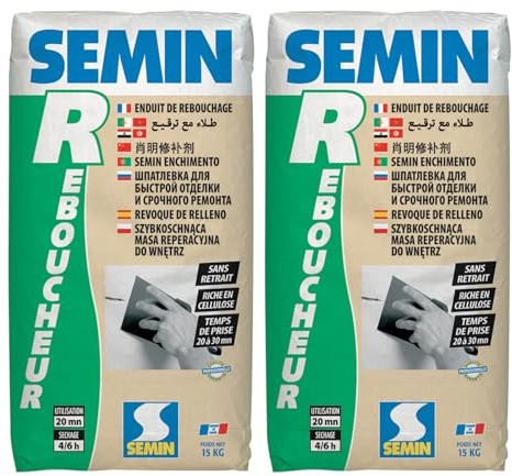 Enduit de Rebouchage Semin R, Poudre, Sac 15 kg (lot de 2)