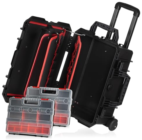 Zelsius Valigia da trasporto con inserto per borsa attrezzi | 18 litri | valigetta per fotocamera con ruote, box per esterni, valigetta in plastica