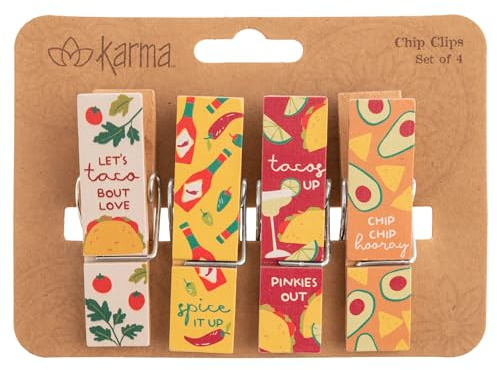 Karma Chip Clips - Bag Clips - Potato Chip Bag Clips - Colorful and Fun Bag Clips for Food and Storage - One Size - Taco