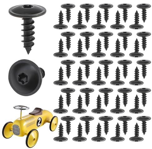 Blechschrauben, M5x16 mm Karosserieschrauben Selbstschneidend Manganstahl Screws Set Flachkopf Torx für Karosserie Auto Schutzbleche Stoßstange Radbögen Gitter Fahrgestell（50Stk,Schwarz)