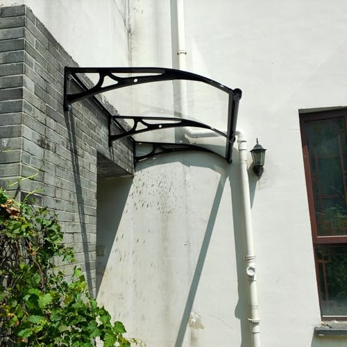 MTSYXYM Porte d'entrée Auvent,Auvent de Véranda Extérieur,Transparent Polycarbonat Marquise de Porte et Fenêtres Balcon,Transparent,pour Garage,Jardin. (Color : Clear, Size : L:120*W:200cm)