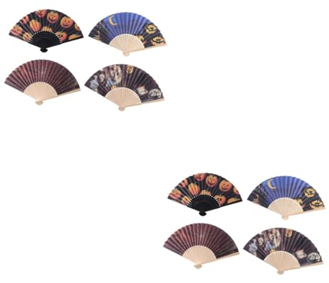 ABOOFAN 8 STK Papierfächer Hochzeitshandfaltfächer Halloween-dekor Halloween-handfächer Halloween-Party-Fan Fächer Aus Ornamentpapier Faltfächer Aus Bambus Poker Schmücken Faltbar Hölzern