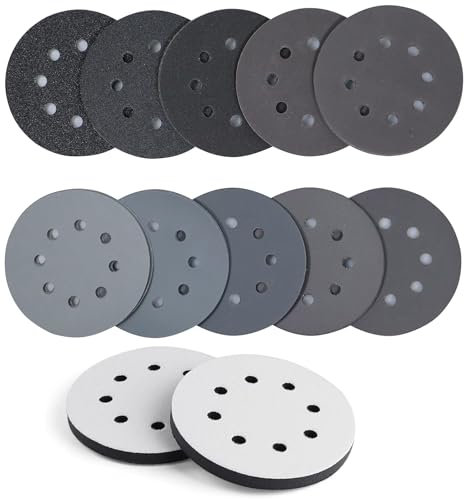 120 Stück Schleifpapier 125mm Klett Nass und Trocken Schleifscheiben, 320 400 600 800 1000 2000 3000 Körnung für Exzenterschleifer 8 Loch Schleifblätter für Auto Metall