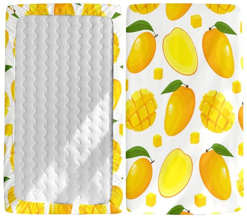 Morbuy Spannbettlaken Babybett, Weiche Spannbettlaken Kinderbett, 3D-Obst Spannbettlaken für Kinderbett, Stubenwagen Bezug Kinderwagen Matratzenbezug (Mango,140x70cm)