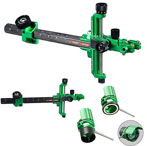 surwolf 9 Carbon Bar Compoundvisier TP8810 für Compound Bogen, Mikroeinstellung, abnehmbare Halterung, mit 2X 4X 6X 8X Visierfernrohr für professionelle Wettkämpfe,RH&LH (grün, RH-6x)