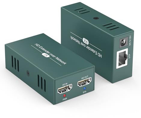 EVATEK HDMI Extender über Ethernet,Ultra HD 1080p@60Hz über Cat5e/6 /7bis zu 492ft/150m, Erweitert Audio und Video,HDMI Transmitter und Receiver Kit unterstützt Loop Out