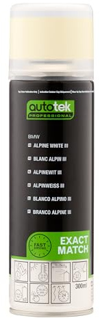 Autotek Professional Exact Match Car Spray Paint, BMW Alpine White Iii Aerosol Spray, 300 ml