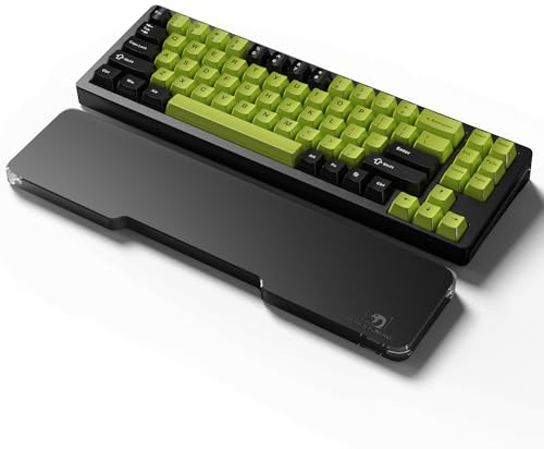 MAMBASNAKE CNC Acryl-Handballenauflage für Kompakte Tastatur mit 68 Tasten, Schwarze Acryl-Tastatur-Handauflage, Rutschfeste Füße, Ergonomische Keyboard Wrist Rest für Office/Gaming/Laptop