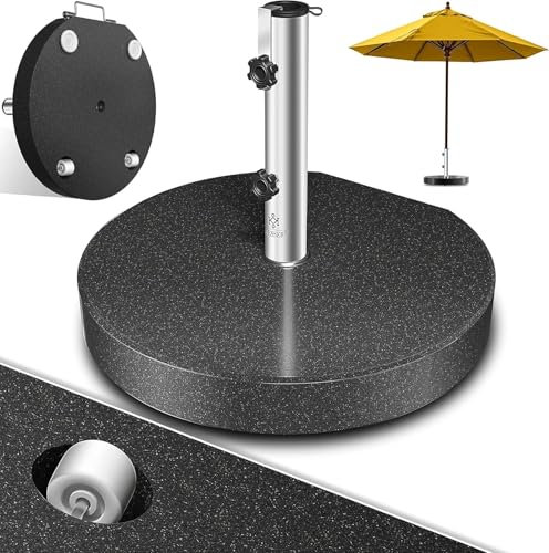 KESSER® - Pie de sombrilla de granito con tubo de acero inoxidable, base de sombrilla de alta calidad de 30 kg, para varillas de sombrilla de hasta 16 – 48 mm, asa de transporte incluida