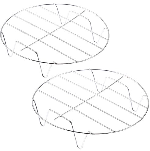 2 Stück Dampfgarer, 2 Stück, rund, Edelstahl, Dampfgarer zum Braten, Kochen, Kühlen und Dämpfen von Lebensmitteln in Küche und im Freien (Silber, 20 cm)