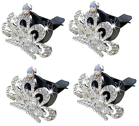 OUNONA Auto Lufterfrischer Clip Mit Strass Krone Aromatherapie Duftclip Für Auto Belüftung 4 Stück Weiß Fahrzeug Innenraum Duftspender Für Reisen Und Alltag