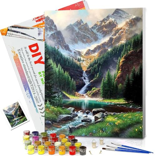 YALKIN Malen Nach Zahlen Erwachsene mit Rahmen, 30x40cm, Paint by Numbers Malen Nach Zahlen, DIY Landschaft mit Pinseln und Acrylfarben Handgemalt Ölgemälde Leinwand für Home Decor