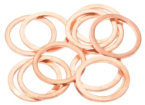 QUARKZMAN 12pcs Arandelas de Cobre, 28x22x1.5mm (OD*ID*Grosor) Arandela para Carter Aceite Puerta Bisagra Plana Redonda Metálica Accesorio Hidráulico Conexión Combustible Perno Reparación