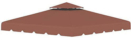 Outsunny 3x3m Gazebo di ricambio Tettoia di ricambio con doppio tetto con 8 fori di drenaggio Tettoia di ricambio per Gazebo Padiglione Marrone
