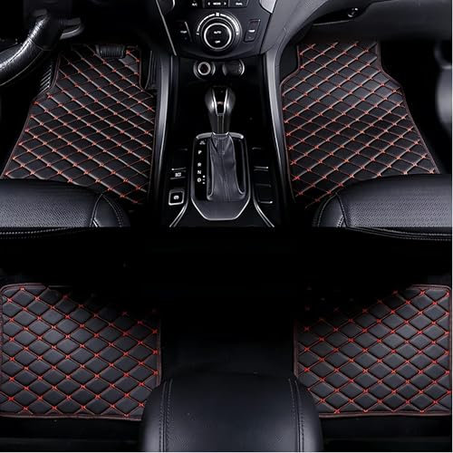 WNGDD 4pcs Auto Bodenmatte Fußmatten für Volvo C30 2006–2014, Allwetter Langlebiges wasserdichte rutschfeste Teppich Innenschutz,E Black Red