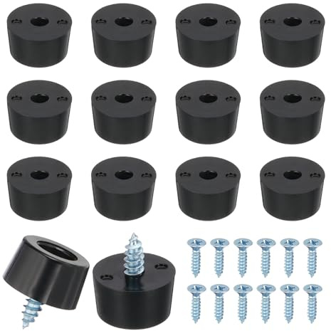 PATIKIL 14 Set Rubber Feet, 13x10x7mm Cutting Board Feet Non Slip Bumpers 3mm Screw on Rubber Feet Round Black Pads for Electronics Furniture Cutting Board Chairs Cabinet Sofa Speaker