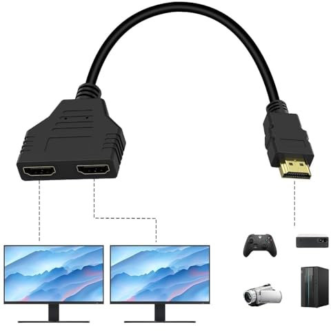 GBULTR Adaptateur Répartiteur HDMI 1080P Mâle vers Double Femelle 1 vers 2, Commutation à Double Port, Câble HDMI pour TV, Moniteur LCD, Projecteur, HDTV HD, Compatible avec X-box, PS3, Blu-ray, DVD
