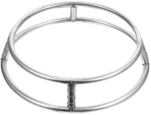 MUCKLILY Round Pot Rack Double Layer Wok Ring Stand for Electric Stove Anti-Skid Steel Pot Ring with Open Hollow Design Round Wok Base for Cookware Cooling and Stable Kitchen Support