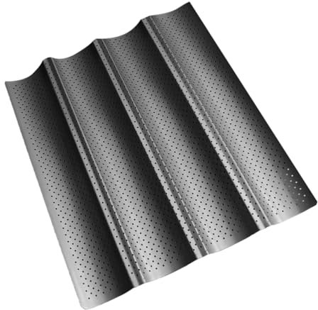 KICHOUSE 1Pezzi Stampo per Baguette Francese Antiaderente con Vassoio da Forno Resistente Calore per Pane Fatte Nero