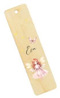 minimutz Lesezeichen Fee Kinder, Personalisiert mit Name, Mädchen Buchzeichen mit buntem Aufdruck, Geschenk Leseratten Fee Fabel Märchen Rothaarige Fee