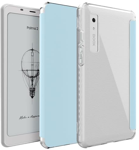 TUDIA SKN FLIP V2 - Funda diseñada para Onyx Boox Palma 2, tecnología mejorada de encendido y apagado automático, parte trasera de TPU transparente delgada a prueba de golpes con cubierta de piel