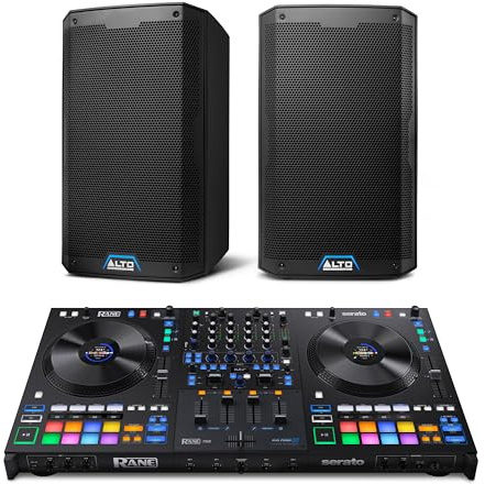 Rane FOUR DJ Controller and ALTO TS410 Powered PA Speakers Pair for Live Music, DJ sets, Events, Music production