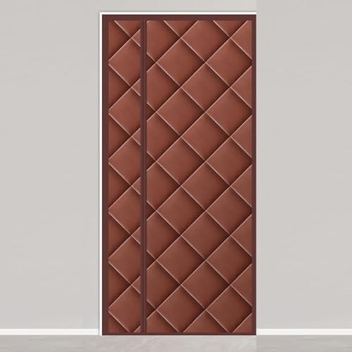 Magnetischer Wärmeisolierter Türvorhang, Winter Warmer Magnetverschluss Schwerer Winddichter Schallschutzvorhang Aus Pu-leder, Für Wohnzimmer Garage Winddichter Türschirm, Brown, 0.9x2.05m/2.95x6.72ft