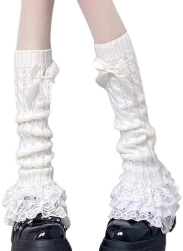 OUDQFCJ 1 paire de jambières tricotées pour filles, chauffe-jambes d'hiver chauds pour femmes et bottes, longues chaussettes à la mode jusqu'aux genoux, idéales pour le sport et les fêtes