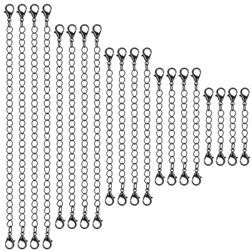 20 estensioni per catena, colore nero, per collane, bracciali, estensioni per collane, bracciali, collane, bracciali, cavigliere, gioielli